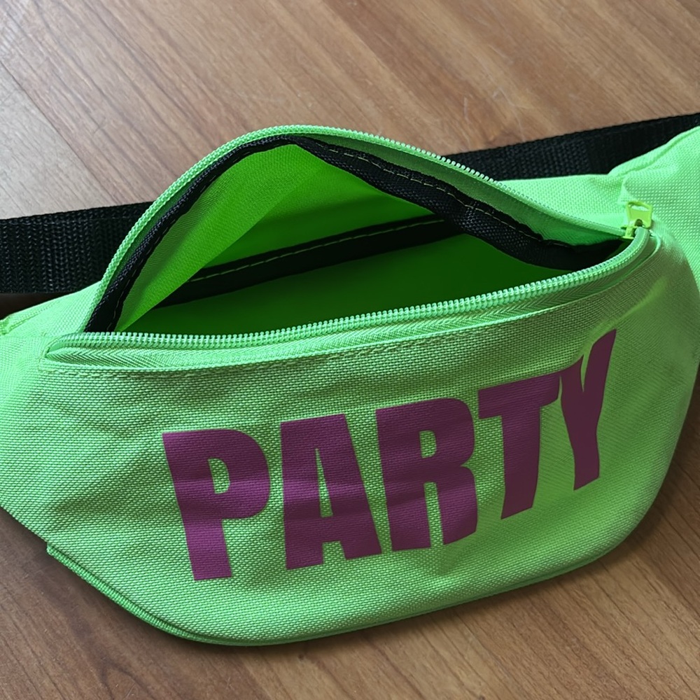 Neon Fannypack | Green PARTY Cotton Adjustable Waist Bag | Event Pack Accessory
